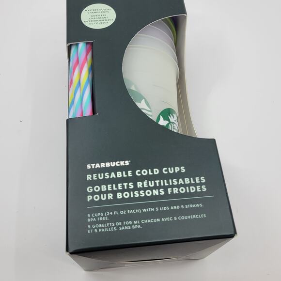 Starbucks Color-Change Reusable Cold Cup Tumblers 24 oz - Set of 5. New - Picture 5 of 12
